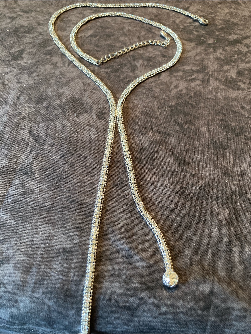 Silver Crystal/Rhinestone Y-Style Lariat Necklace - Women Jewelry